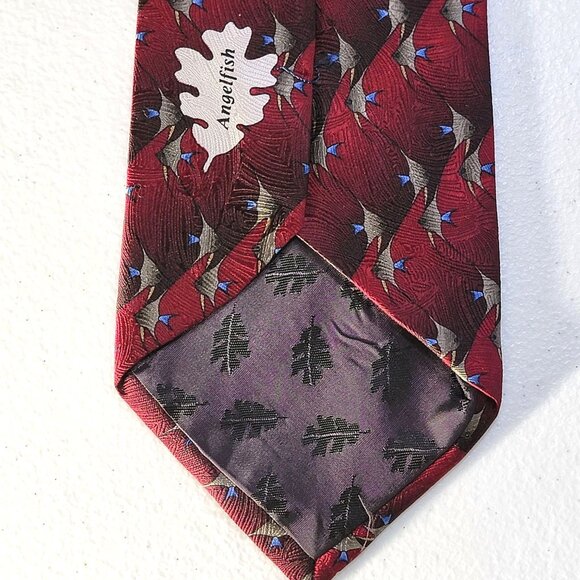 The Nature Conservancy Angelfish Mens Silk Dress Tie Red Fishing Beach 59X4 - Picture 4 of 8